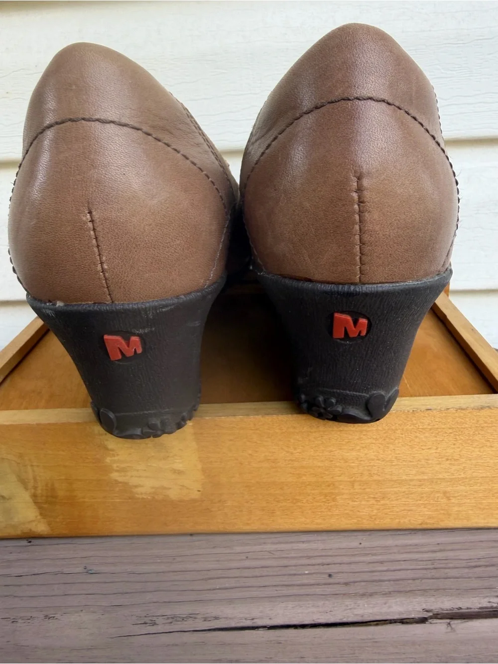 Merrell Orchid Tan Leather Suede Mary Jane Wedge Shoes Vibram Women’s 6